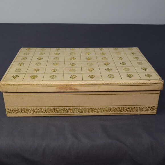 Vintage Jewelry Box Storage Organizer 2-Tier Off White Leather Red Satin Damaged - Picture 6 of 16